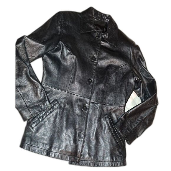 SALE! Fabulous Limited Edition Wilsons Leather Ladies Jacket Med Silvery Black - Picture 2 of 10